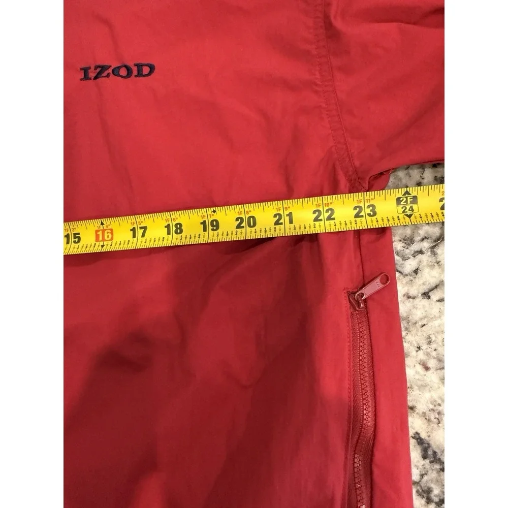 Vintage 90s IZOD V-Neck Windbreaker Pullover Red Medium Gorpcore Golf Jacket